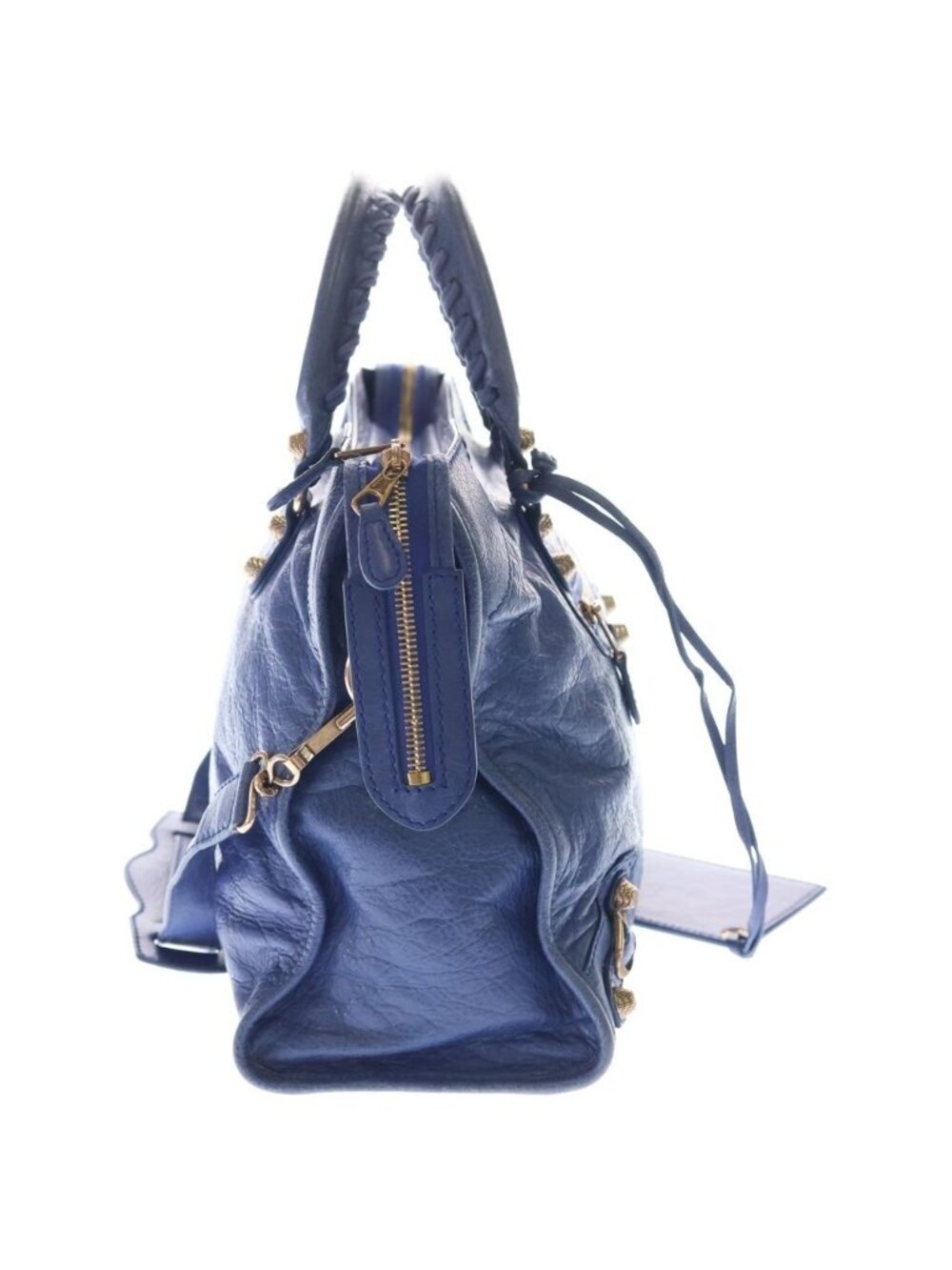 Balenciaga Giant City 2-Way Shoulder Bag Blue Leather Pink Gold - Picture 3 of 7
